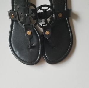 Tory Burch logo sandals, size 7, black